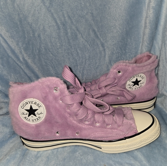 Converse Women's Purple Fuzzy High-Top Sneakers - Picture 1 of 9